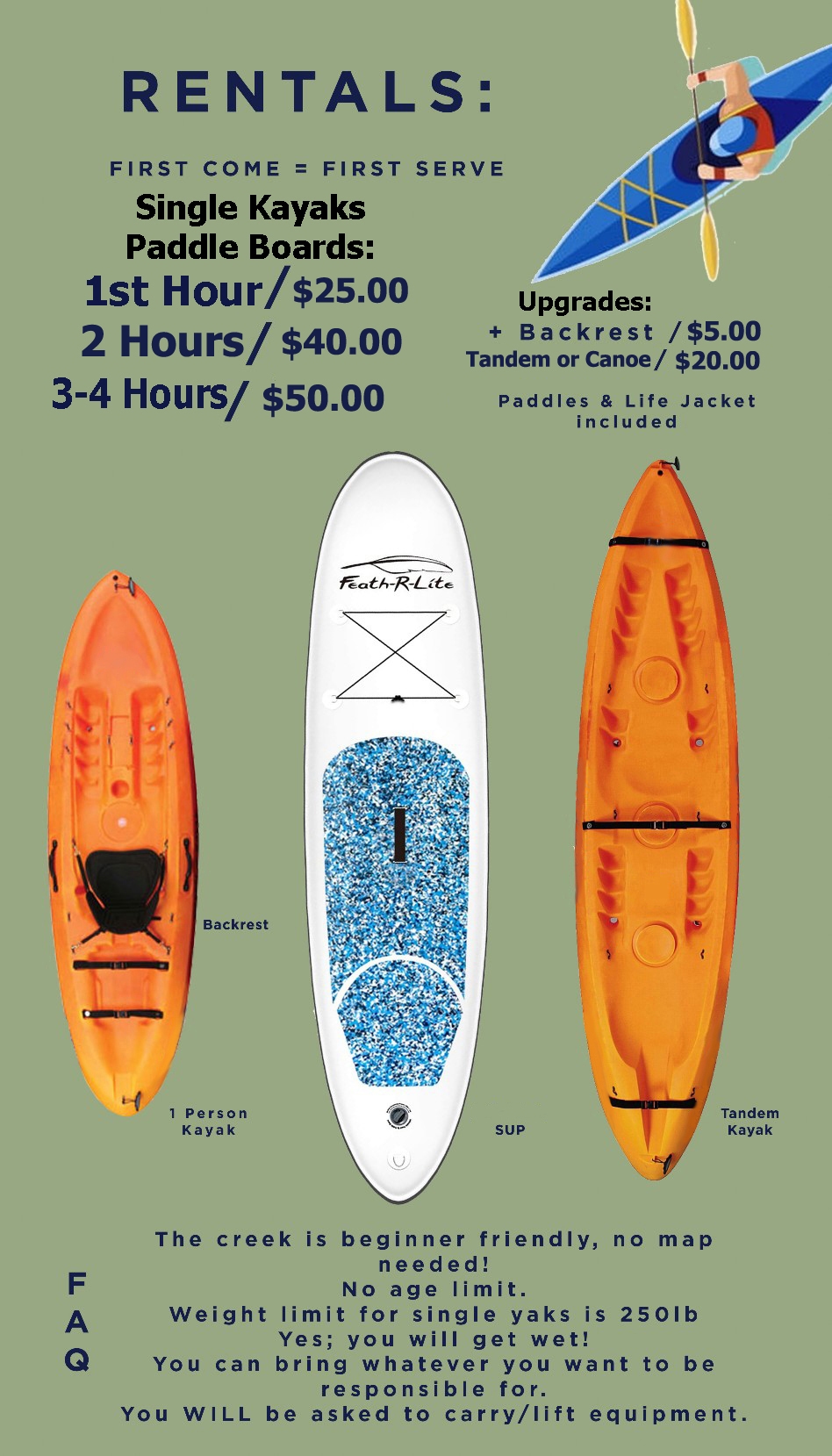 Kayak Rental Canoe rentals Stand Up Paddle Board Rentals in Jacksonville Jax  Florida 7 days a week open